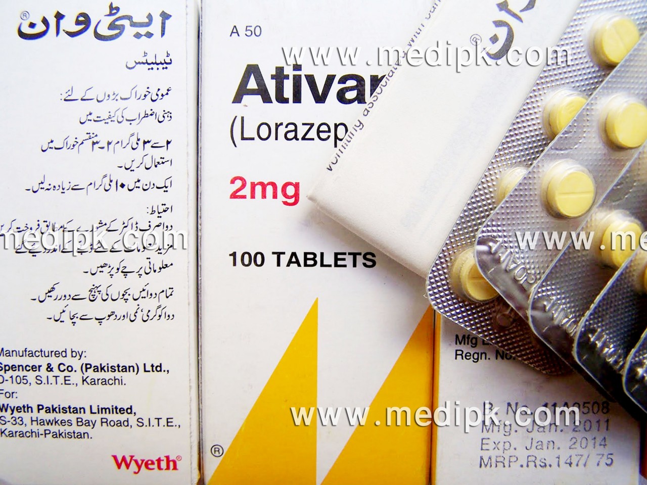 Ativan (Lorazepam) 2mg 500 Tablets / 50 Strips